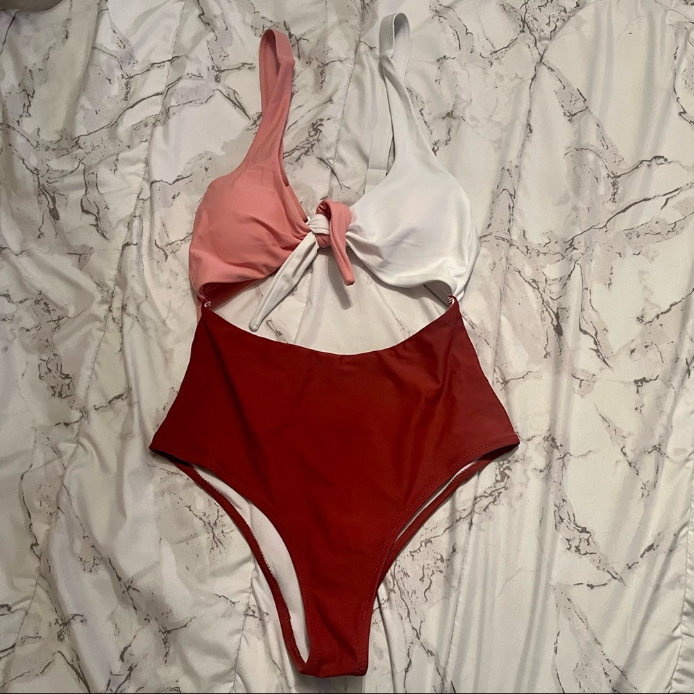 One piece‎ swim suit red/white/pink size S